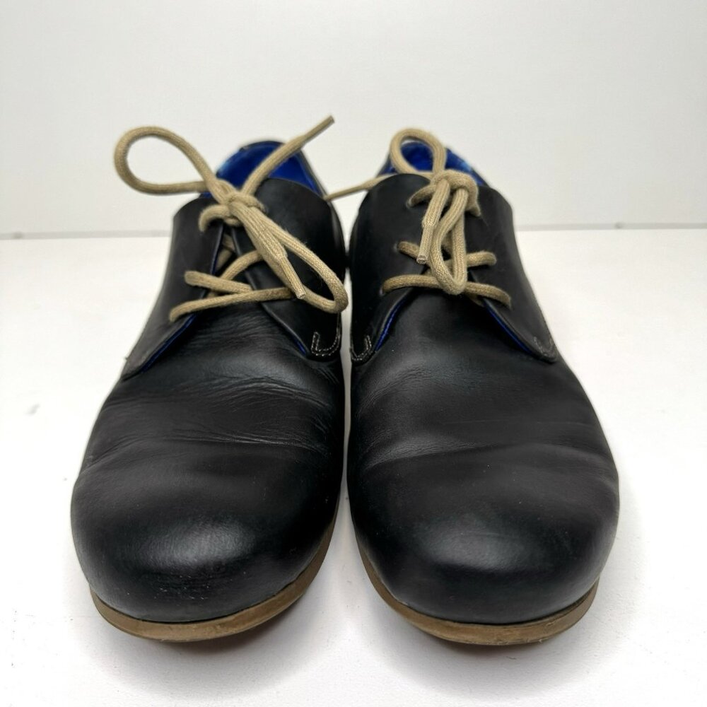 John Fluevog Deep Blue Navy Leather Lace-Up Ocford with Blue Lining - Picture 2 of 10